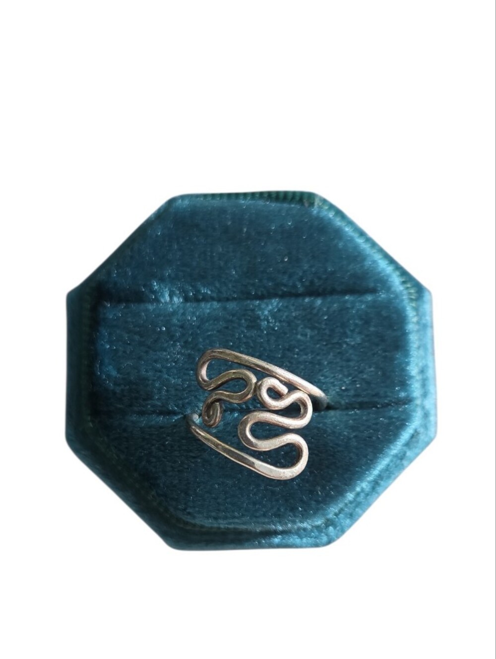 Size 5 Silver Toned Swirl Open Band Ring